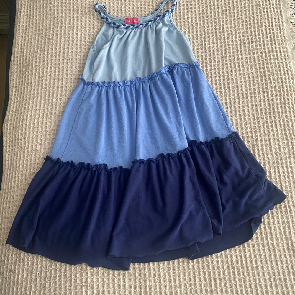 Zunie Blue and Navy Braided Trim Dress